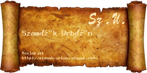Szamák Urbán névjegykártya