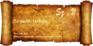 Szamák Urbán névjegykártya